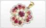 Pendant—Diamond Essence rubies and diamonds combine for a flowery effect, with a dazzling 1.0 ct. Ruby Essence gem in the center. 5.25 cts. t.w. in platinum plating. (Picture shown in yellow but product in white)